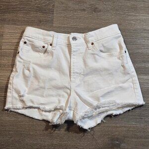 Levi's High Rise Shorts Womens Size 30 Distressed White Stretch Denim EUC